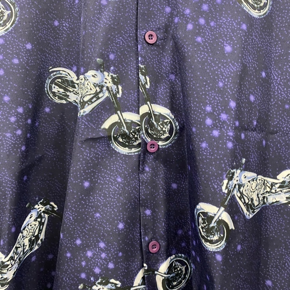 American Biker Mens Size XXL Short Sleeve Button Down Purple Shirt motorcycles - Picture 6 of 7